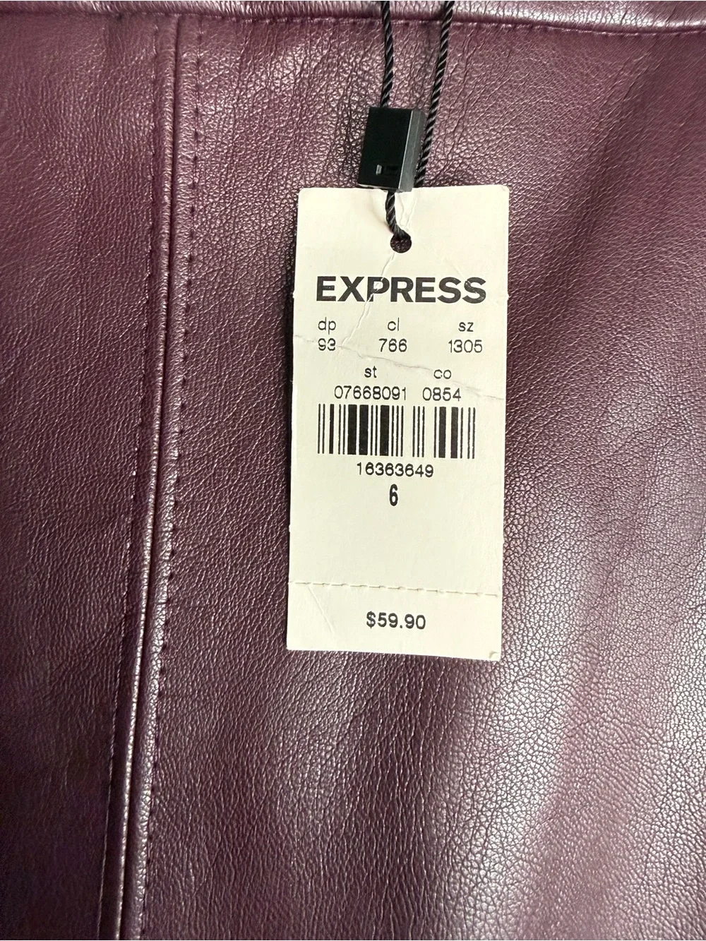 Express Womens Burgundy Faux Leather Pencil Skirt Midi High Waist Size 6 NWT